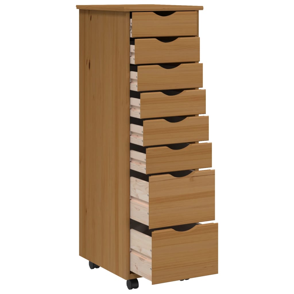 Vidaxl Rolling Cabinet With Drawers Office Filing Cabinet Moss Solid Wood Pine-Furniture > Cabinets & Storage > Storage Cabinets & Lockers-vidaXL-Gray-13.4" x 15.4" x 40.6"-Urbanheer