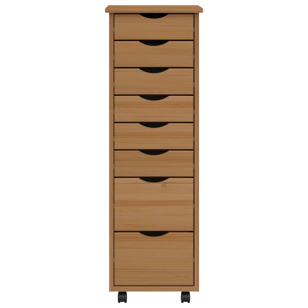 Vidaxl Rolling Cabinet With Drawers Office Filing Cabinet Moss Solid Wood Pine-Furniture > Cabinets & Storage > Storage Cabinets & Lockers-vidaXL-Gray-13.4" x 15.4" x 40.6"-Urbanheer