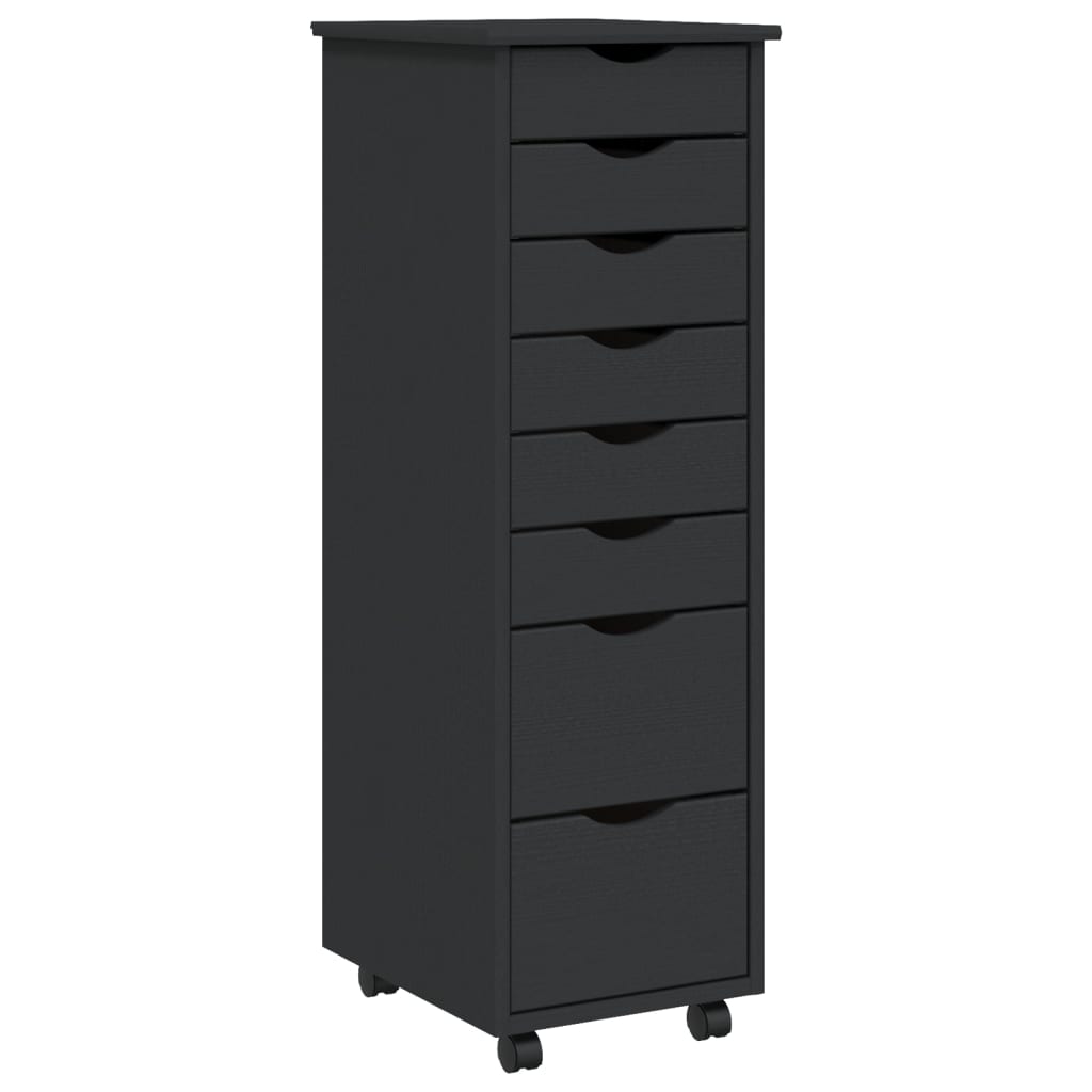 Vidaxl Rolling Cabinet With Drawers Office Filing Cabinet Moss Solid Wood Pine-Furniture > Cabinets & Storage > Storage Cabinets & Lockers-vidaXL-Gray-13.4" x 15.4" x 40.6"-Urbanheer