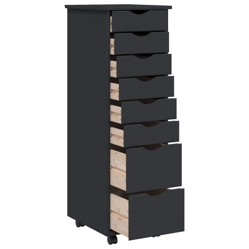 Vidaxl Rolling Cabinet With Drawers Office Filing Cabinet Moss Solid Wood Pine-Furniture > Cabinets & Storage > Storage Cabinets & Lockers-vidaXL-Gray-13.4" x 15.4" x 40.6"-Urbanheer