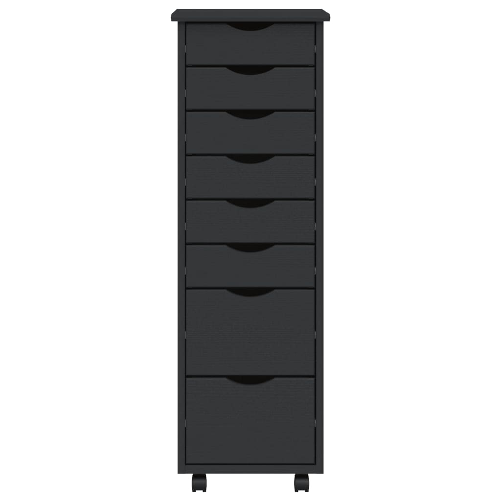 Vidaxl Rolling Cabinet With Drawers Office Filing Cabinet Moss Solid Wood Pine-Furniture > Cabinets & Storage > Storage Cabinets & Lockers-vidaXL-Gray-13.4" x 15.4" x 40.6"-Urbanheer