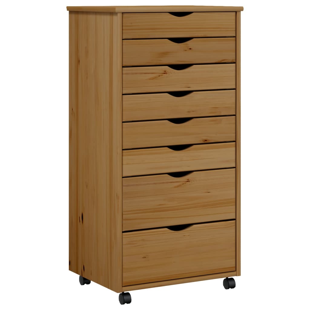 Vidaxl Rolling Cabinet With Drawers Office Filing Cabinet Moss Solid Wood Pine-Furniture > Cabinets & Storage > Storage Cabinets & Lockers-vidaXL-Gray-20.9" x 15.4" x 40.6"-Urbanheer