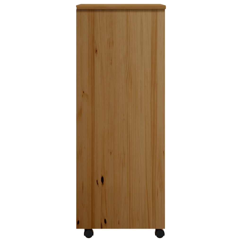 Vidaxl Rolling Cabinet With Drawers Office Filing Cabinet Moss Solid Wood Pine-Furniture > Cabinets & Storage > Storage Cabinets & Lockers-vidaXL-Gray-13.4" x 15.4" x 40.6"-Urbanheer