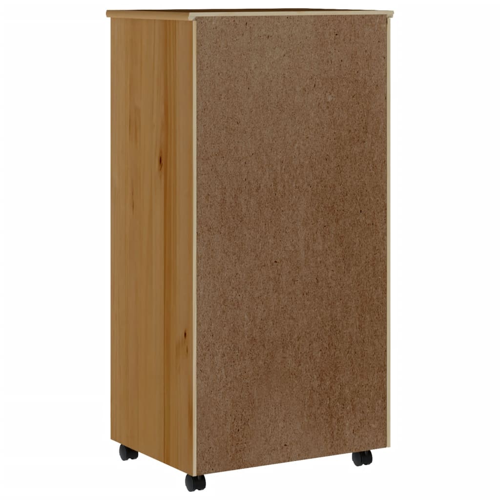 Vidaxl Rolling Cabinet With Drawers Office Filing Cabinet Moss Solid Wood Pine-Furniture > Cabinets & Storage > Storage Cabinets & Lockers-vidaXL-Gray-13.4" x 15.4" x 40.6"-Urbanheer