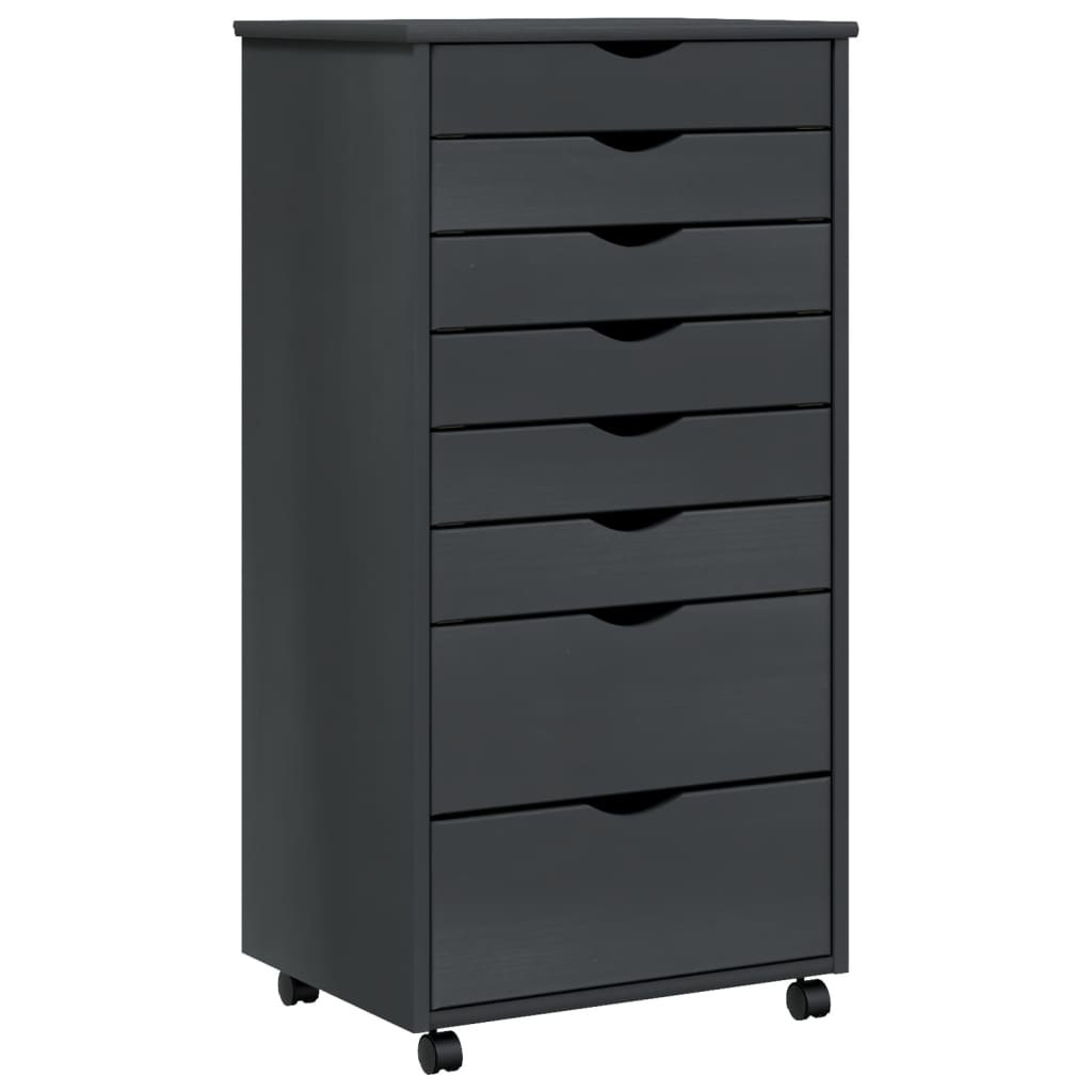 Vidaxl Rolling Cabinet With Drawers Office Filing Cabinet Moss Solid Wood Pine-Furniture > Cabinets & Storage > Storage Cabinets & Lockers-vidaXL-Gray-13.4" x 15.4" x 40.6"-Urbanheer