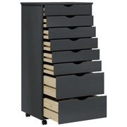 Vidaxl Rolling Cabinet With Drawers Office Filing Cabinet Moss Solid Wood Pine-Furniture > Cabinets & Storage > Storage Cabinets & Lockers-vidaXL-Gray-13.4" x 15.4" x 40.6"-Urbanheer