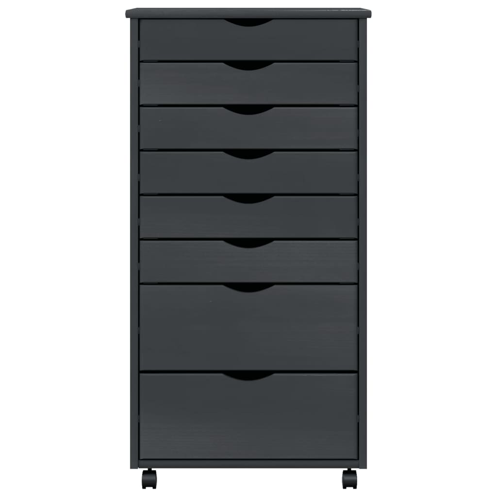 Vidaxl Rolling Cabinet With Drawers Office Filing Cabinet Moss Solid Wood Pine-Furniture > Cabinets & Storage > Storage Cabinets & Lockers-vidaXL-Gray-13.4" x 15.4" x 40.6"-Urbanheer