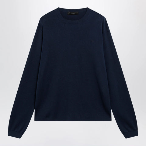 GUCCI Ink blue silk and cotton sweater