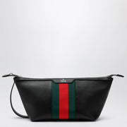 GUCCI Mega Web Trademark small toiletry case in calfskin, black