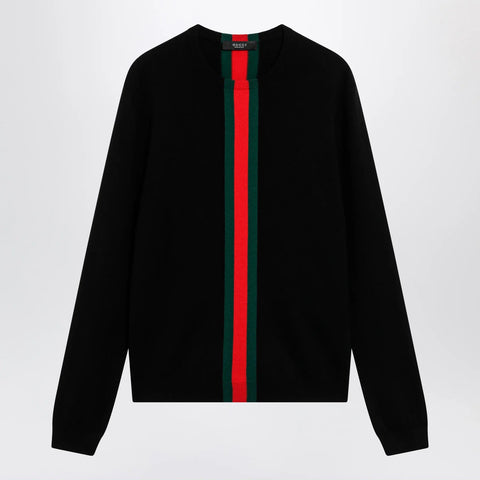 Gucci cashmere sweater with Web motif in black
