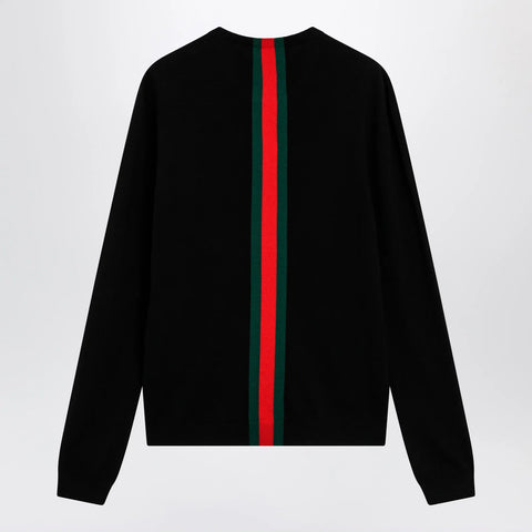 Gucci cashmere sweater with Web motif in black