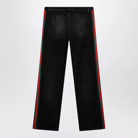 GUCCI Straight-leg stretch cotton denim jeans in black