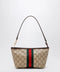 GUCCI Small pouch in sand beige GG fabric with Web stripe
