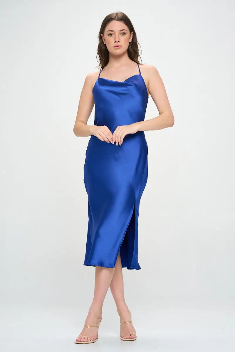 Satin Bias Slip Dress With Slit-Clothing - Women-Renee C.-S-Urbanheer