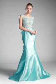 Fitted Mikado Mermaid Gown With Illusion Closed Back-Night Out-Tux-USA-2-Mint-Urbanheer