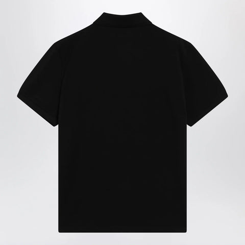 Moncler Black cotton piqué polo shirt with logo