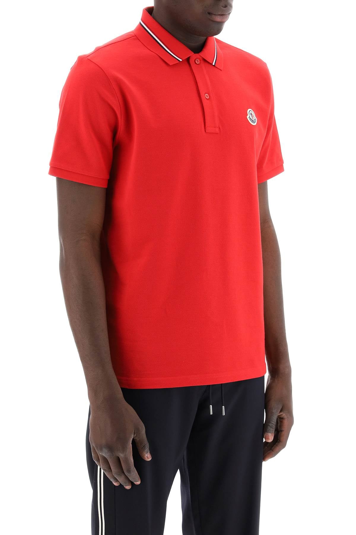 Moncler Basic "Tricolor Collar Polo-Polo-MONCLER-S-Red-Urbanheer