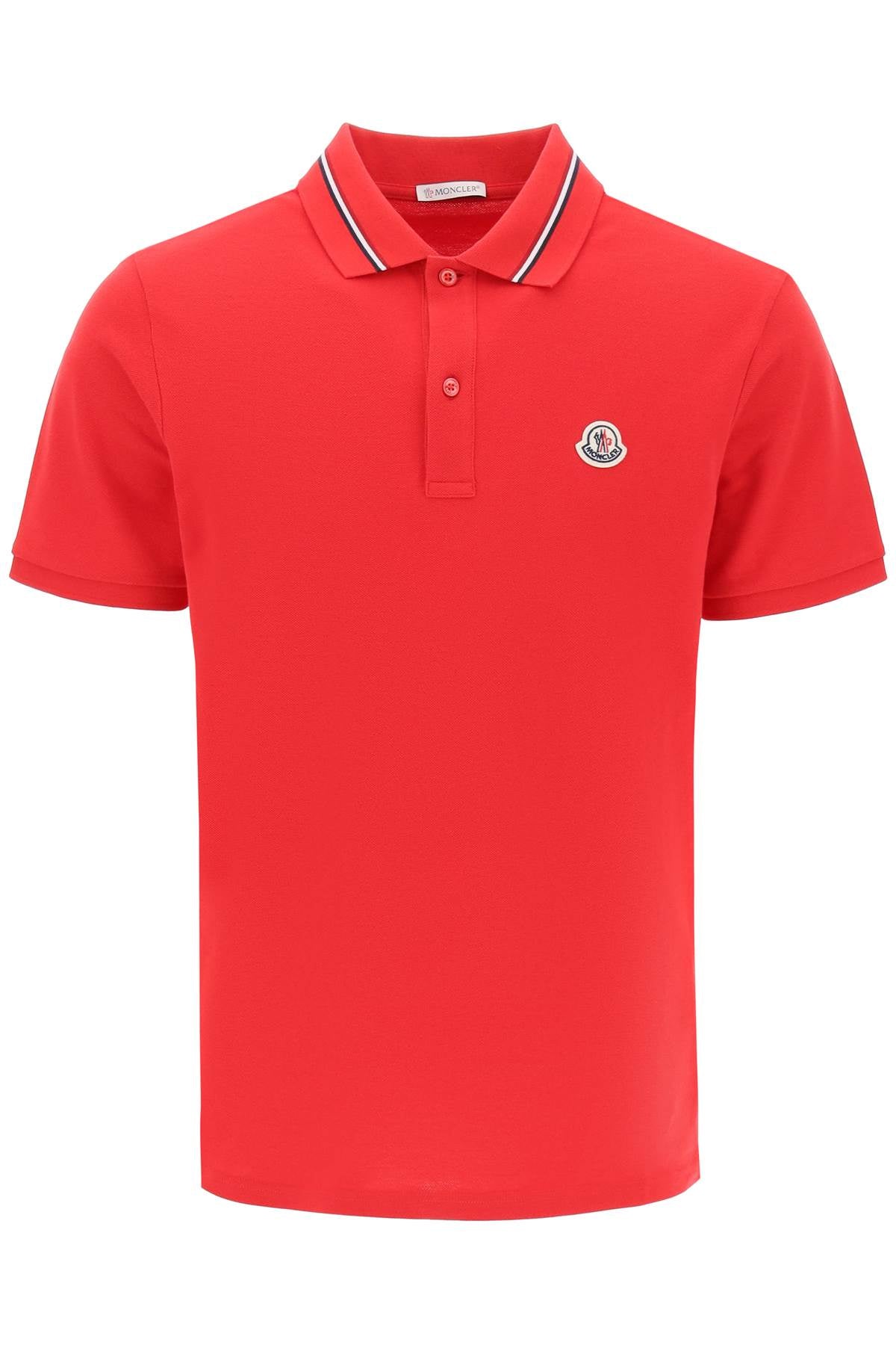 Moncler Basic "Tricolor Collar Polo-Polo-MONCLER-S-Red-Urbanheer