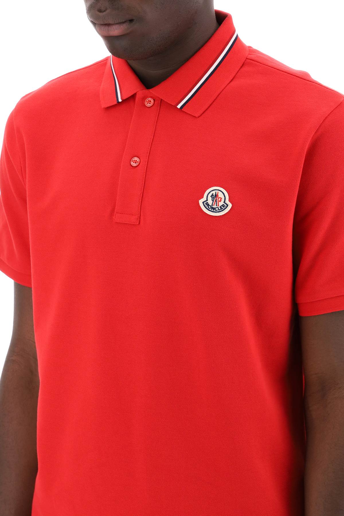 Moncler Basic "Tricolor Collar Polo-Polo-MONCLER-S-Red-Urbanheer