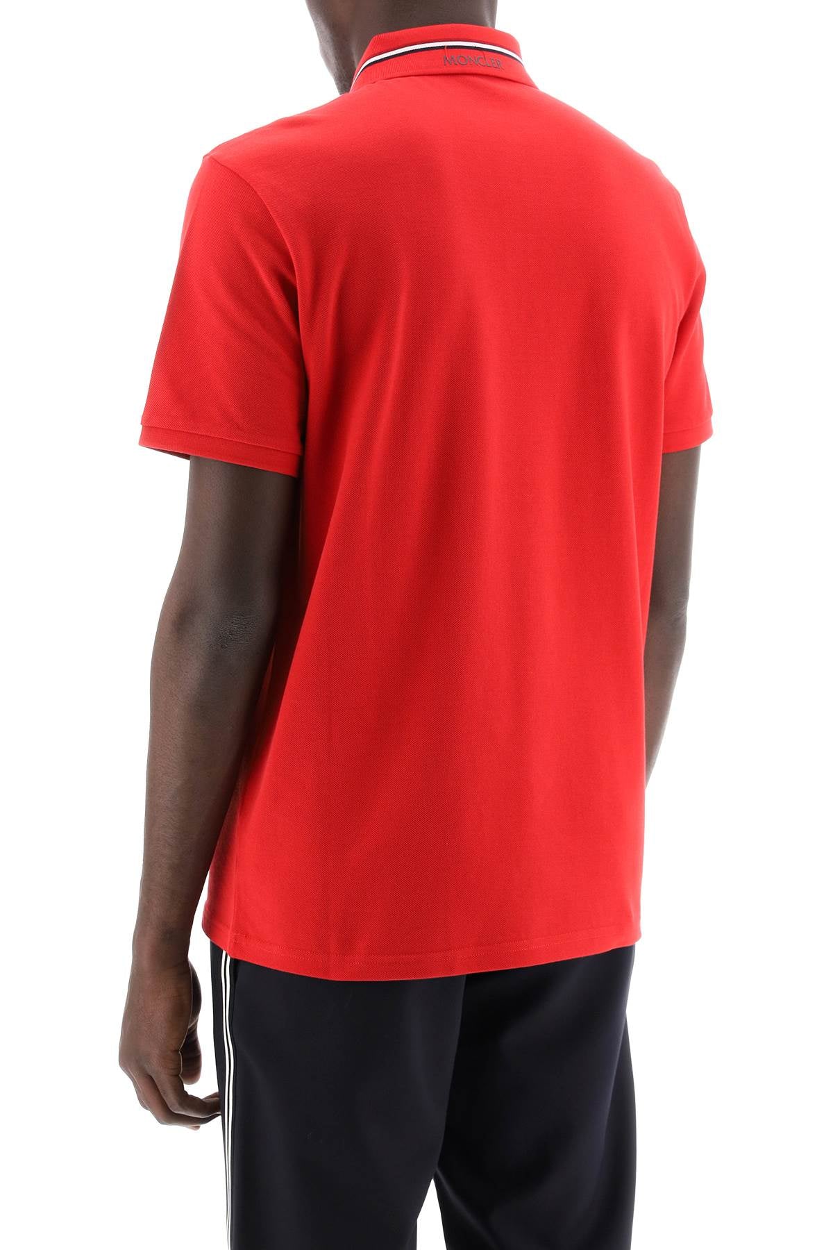Moncler Basic "Tricolor Collar Polo-Polo-MONCLER-S-Red-Urbanheer