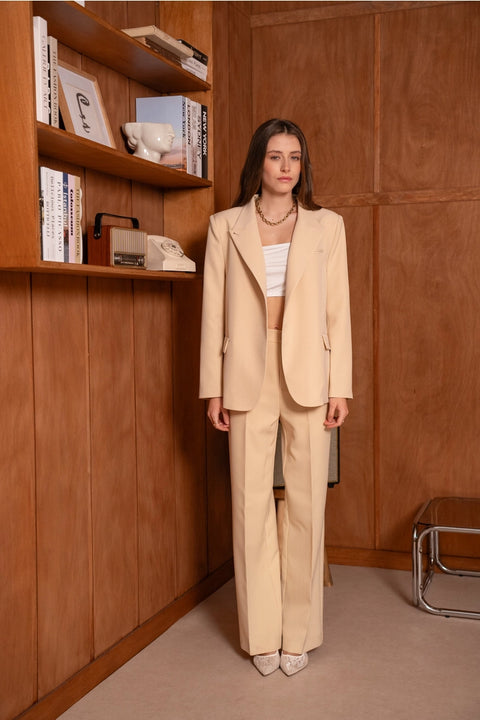 Timeless Structured Jacket with Fold-Down Officer Collar