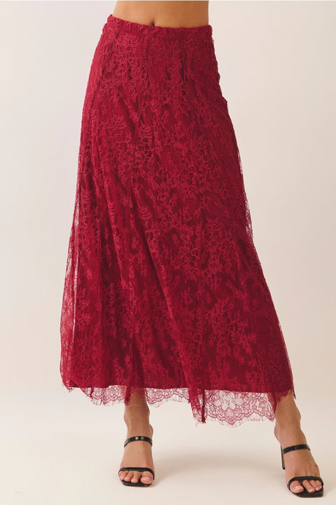 Floral Lace A-Line Maxi Skirt