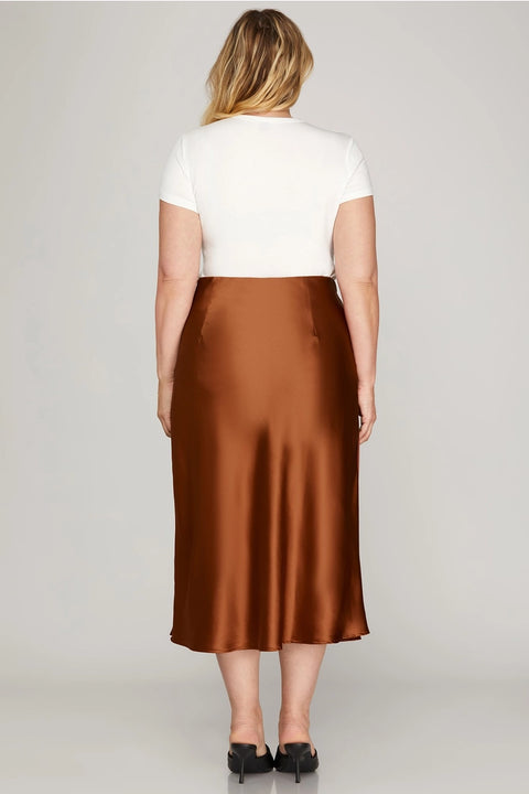 Satin Bias Midi Skirt Plus size