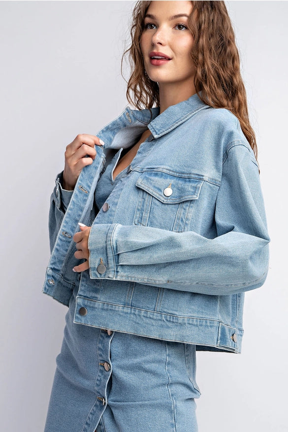 Stretched Denim Jacket with Pocket-Jacket-EDIT by NINE-S-Urbanheer