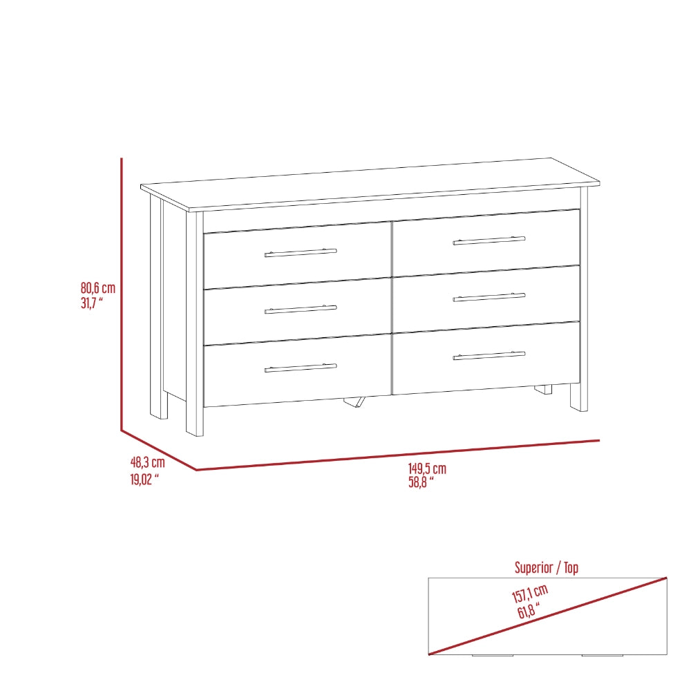Luxor Six Drawer Double Dresser-Furniture > Cabinets & Storage > Chest of drawers-FM FURNITURE-light oak-Urbanheer