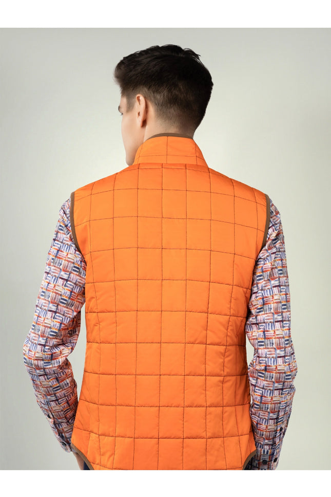 Orange Quilted Zip Up Vest-Clothing - Men-Luchiano Visconti-Urbanheer