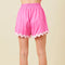 Wavy Trim Cotton Shorts Pink-Shorts-Baevely by Wellmade USA-Pink-S-Urbanheer