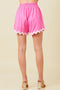 Wavy Trim Cotton Shorts Pink-Shorts-Baevely by Wellmade USA-Pink-S-Urbanheer