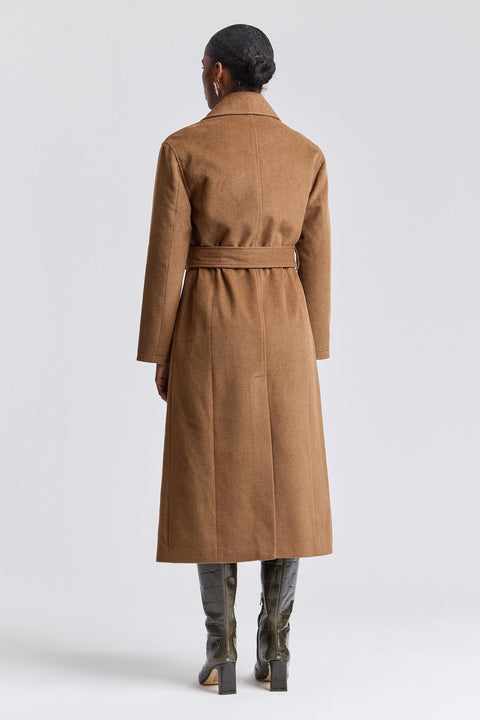 Faux Wool Belted Maxi Coat
