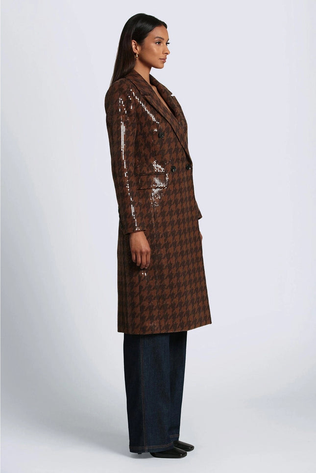 Sequin Houndstooth Tailored Coat-Avec Les Filles-Urbanheer