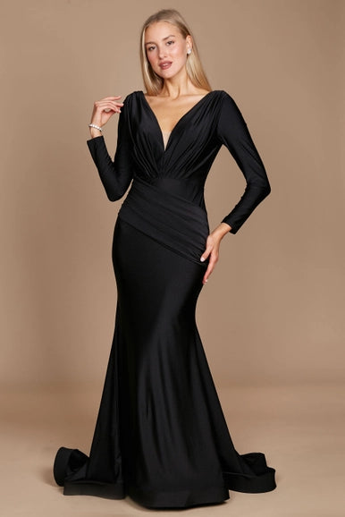 Dylan & Davids Long Sleeve Formal Evening Dress Black-Dylan & Davids-Black-4-Urbanheer