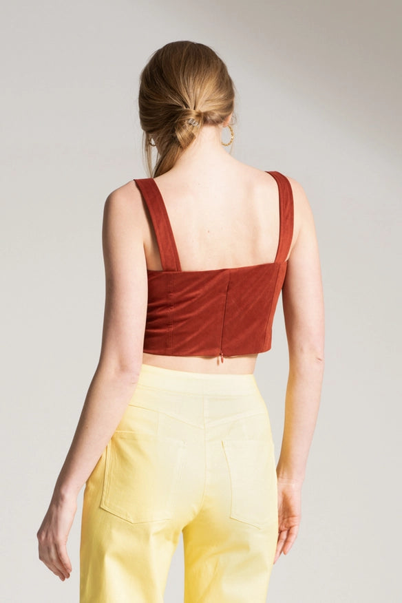 Top With Cups In Alcantara Mattone-TOP-Nicole Baratta-XS-Urbanheer