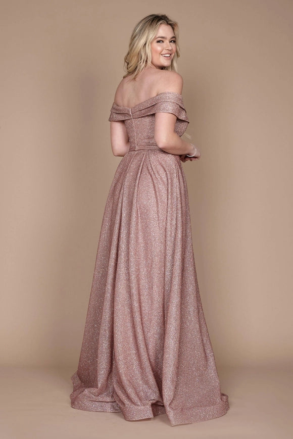 Dylan & Davids Long Off Shoulder Prom Dress-Dress-Dylan & Davids-4-Mauve-Urbanheer