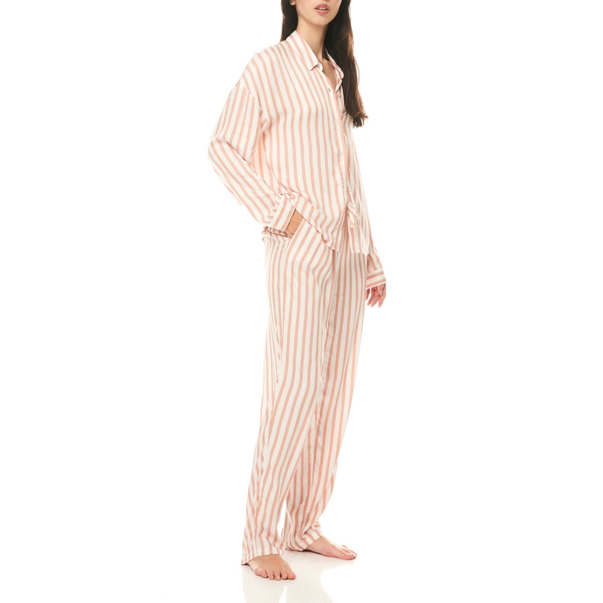Axelle Tan Stripe Pyjama-Women`s Pyjamas, Sleepwear Sets-Gingerlilly-S-Urbanheer
