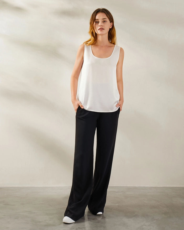 Reversible V&U Neck Silk Camisole Ivory-Camisole-MommeSilk-XS-Urbanheer