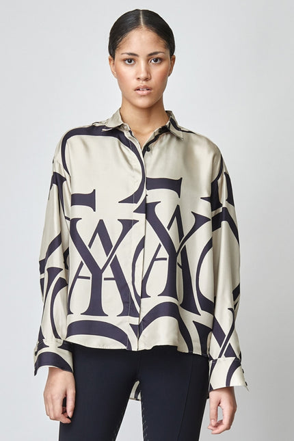 Monogram Silk Shirt Tan-SHIRT-Yagya-M-Urbanheer