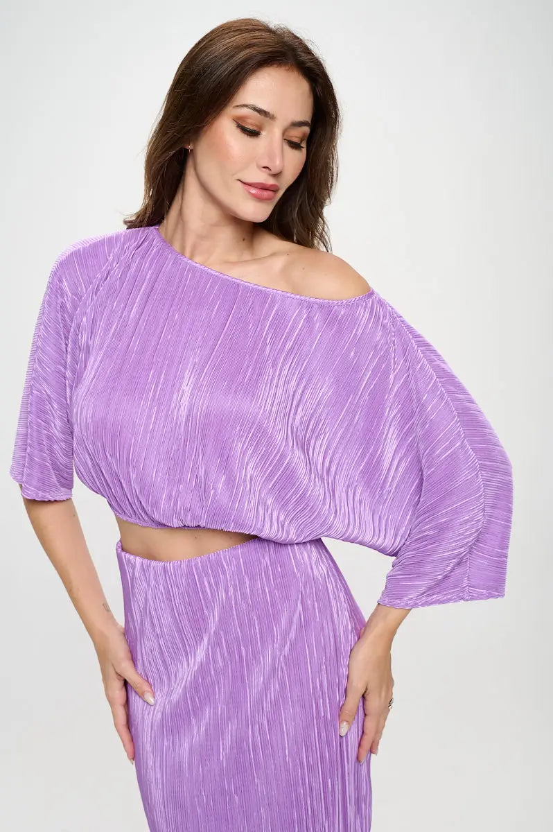 Vibrant Plisse Scoop Neck Crop Top-Clothing - Women-Renee C.-S-Urbanheer