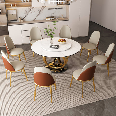 Premium Round Dining Table Set with Rotating Center Turntable