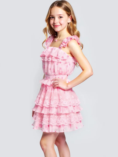 Ruffle Trimmed Top with Lace Detail