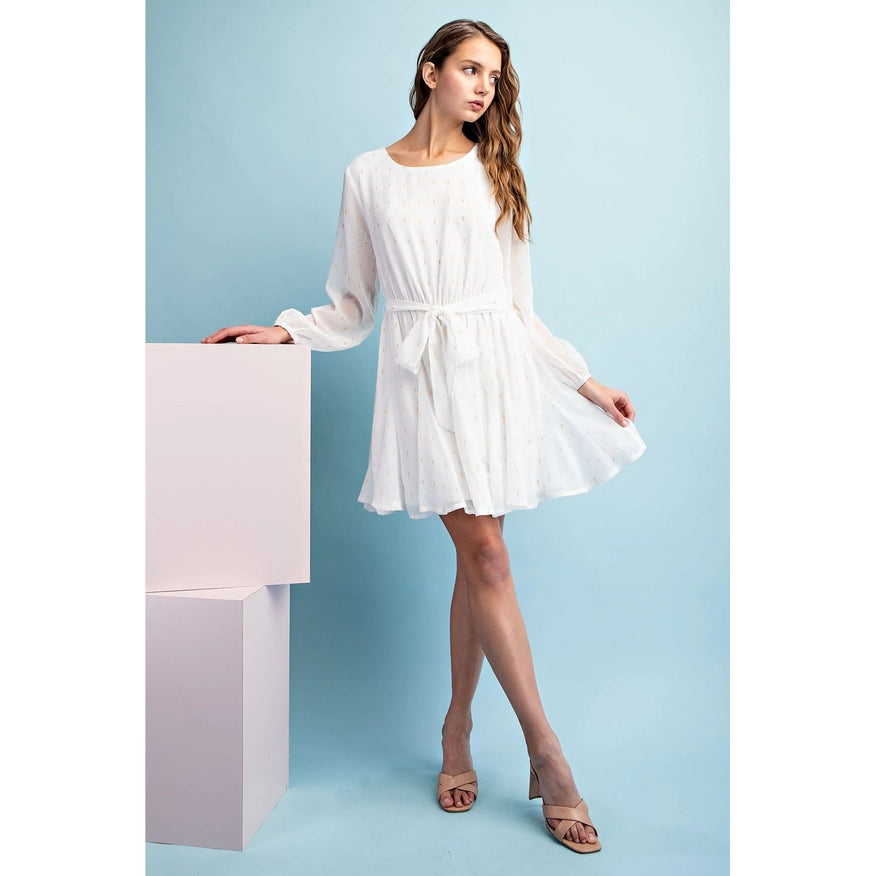 Long Sleeves Mini Dress Off White-Dress-Faith Apparel-S-Urbanheer