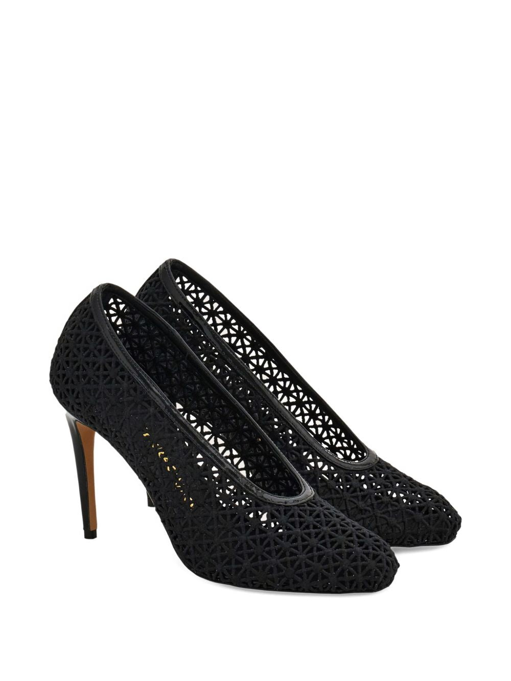 90mm Black Macramé Stiletto Pumps