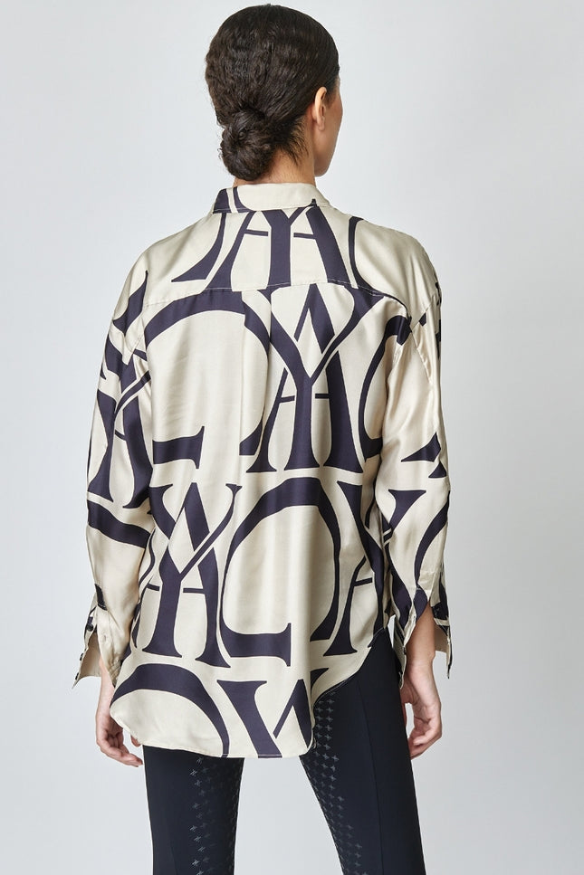 Monogram Silk Shirt Tan-SHIRT-Yagya-Urbanheer