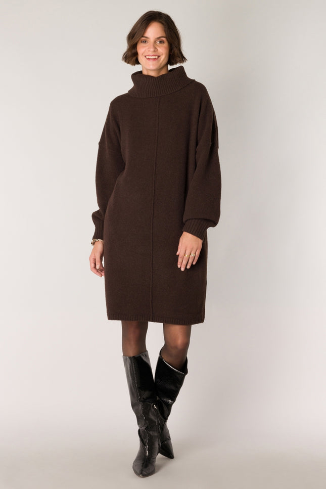 Sietske Sweater Dress-Clothing - Women-Yest-Black Coffee-2-Urbanheer
