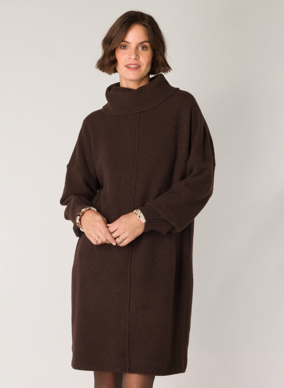 Sietske Sweater Dress-Clothing - Women-Yest-Black Coffee-2-Urbanheer