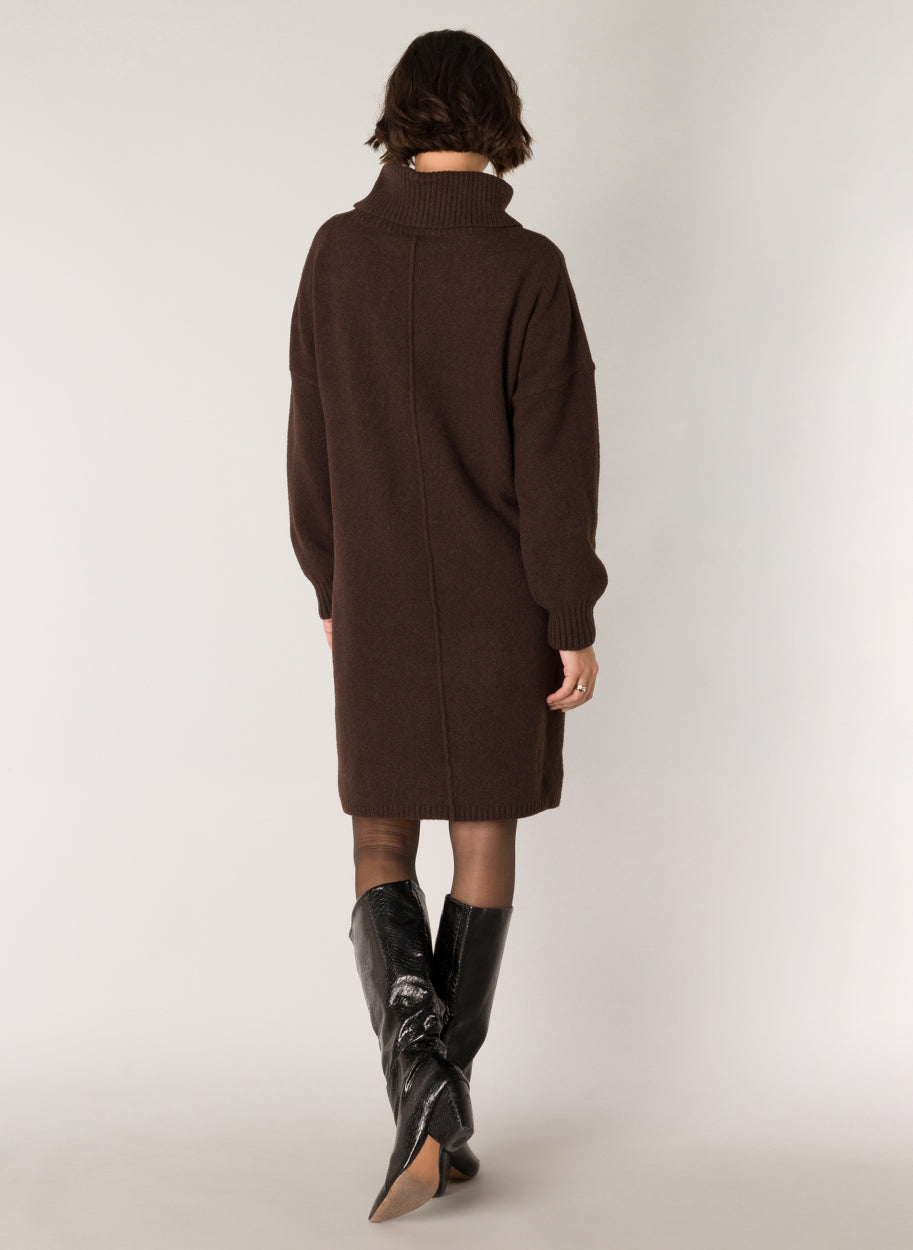 Sietske Sweater Dress-Clothing - Women-Yest-Black Coffee-2-Urbanheer