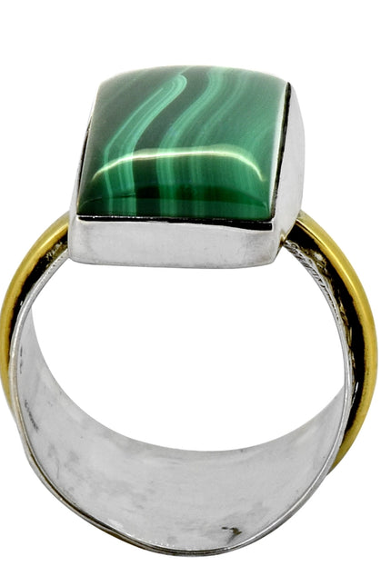 Malachite Gemstone 925 Sterling Silver Brass Statement Ring-Ring-Tiramisu-Urbanheer